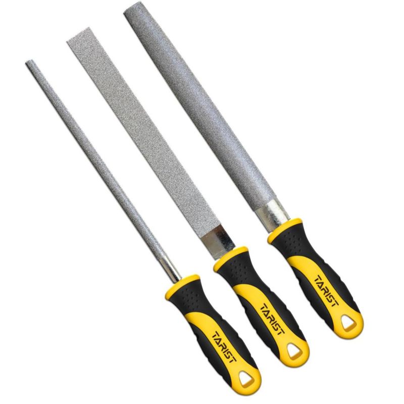 Juego de limas TARIST 20 cm – 3 piezas (plana redonda y semicircular)