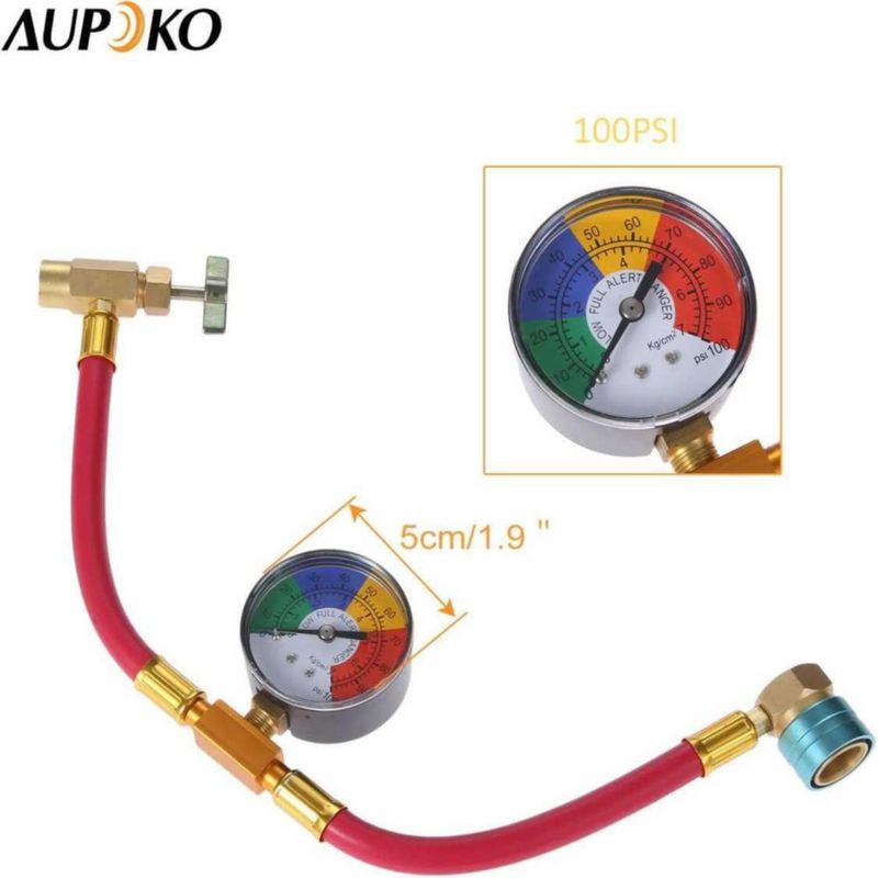 Manguera de refrigerante Aupoko R1234YF 40 cm con manómetro