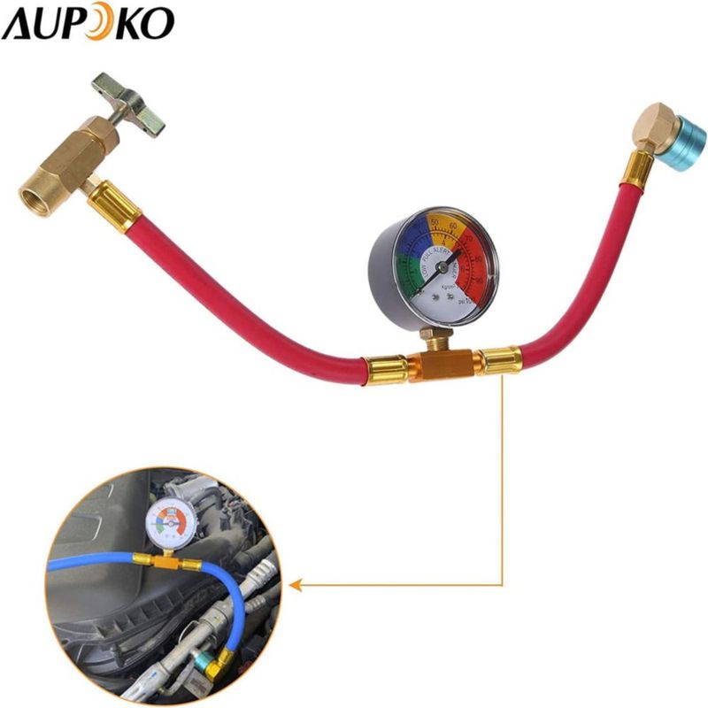 Manguera de refrigerante Aupoko R1234YF 40 cm con manómetro
