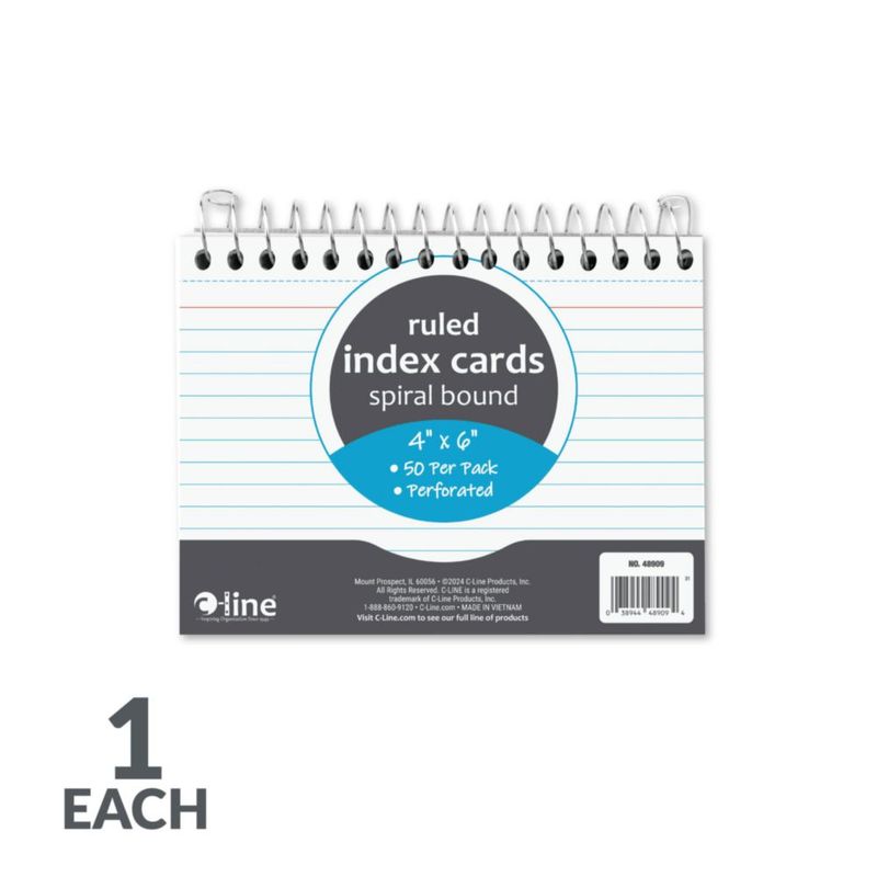 Tarjetas de índice C‑Line 10 × 15 cm Rayadas 50 uds (48909)