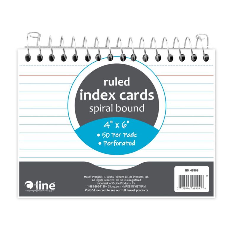 Tarjetas de índice C‑Line 10 × 15 cm Rayadas 50 uds (48909)