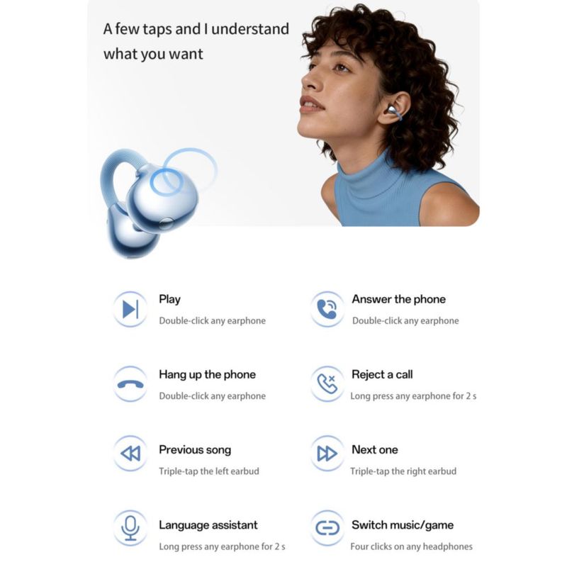 Auriculares MAcnas Inalámbricos Bluetooth 6.0 Azul