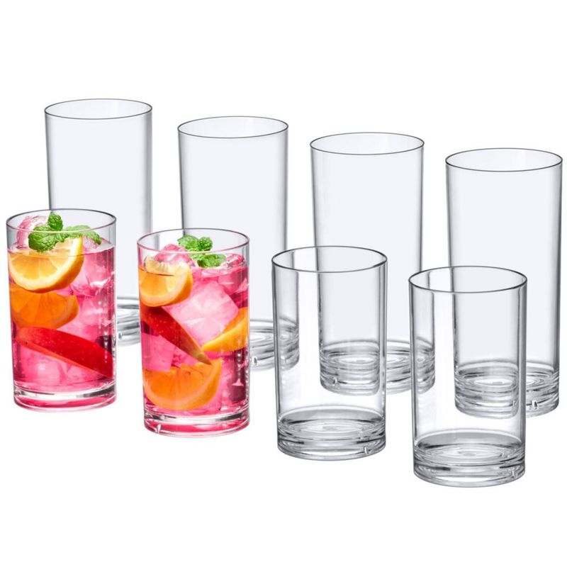 Vasos de plástico reutilizables Amazing Abby 284 ml/473 ml paquete de 8 BPA libre