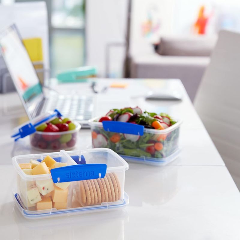 Sistema de Almacenamiento de Alimentos 1.0 L Transparente/Azul – Pack de 3