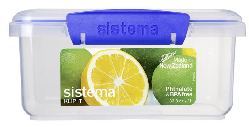 Recipiente de Almacenamiento de Alimentos Sistema 1 L Transparente/Azul Rectangular