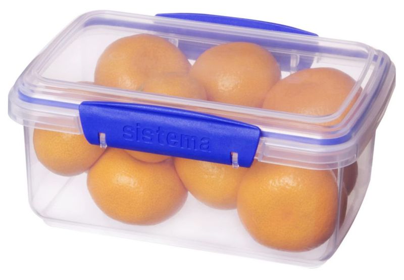 Recipiente de Almacenamiento de Alimentos Sistema 1 L Transparente/Azul Rectangular