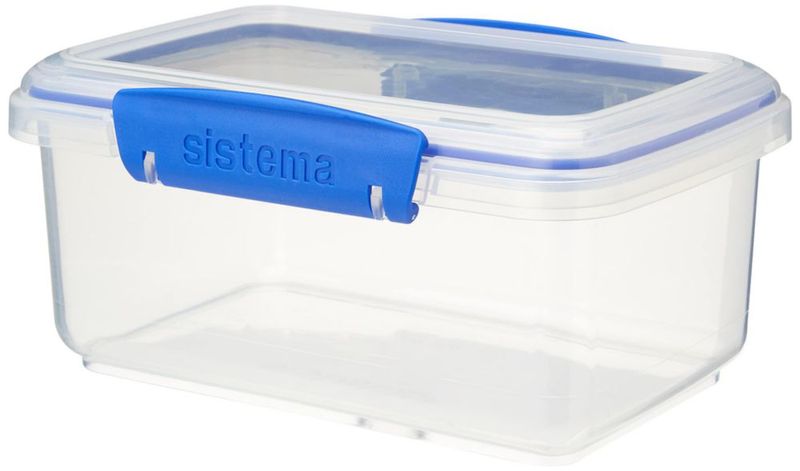 Recipiente de Almacenamiento de Alimentos Sistema 1 L Transparente/Azul Rectangular