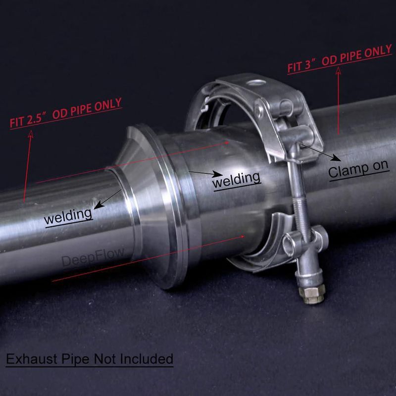 Reductor de Escape DeepFlow Adaptador V‑Band de 76 a 64 cm