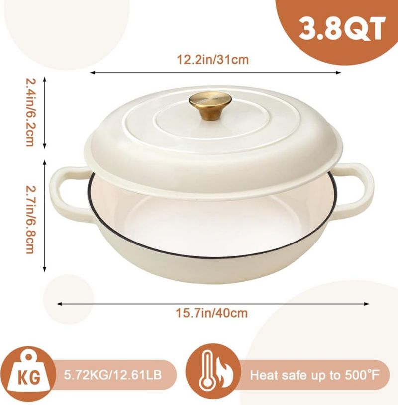 Olla Holandesa Overmont 38 L de Hierro Fundido Esmaltado Rojo