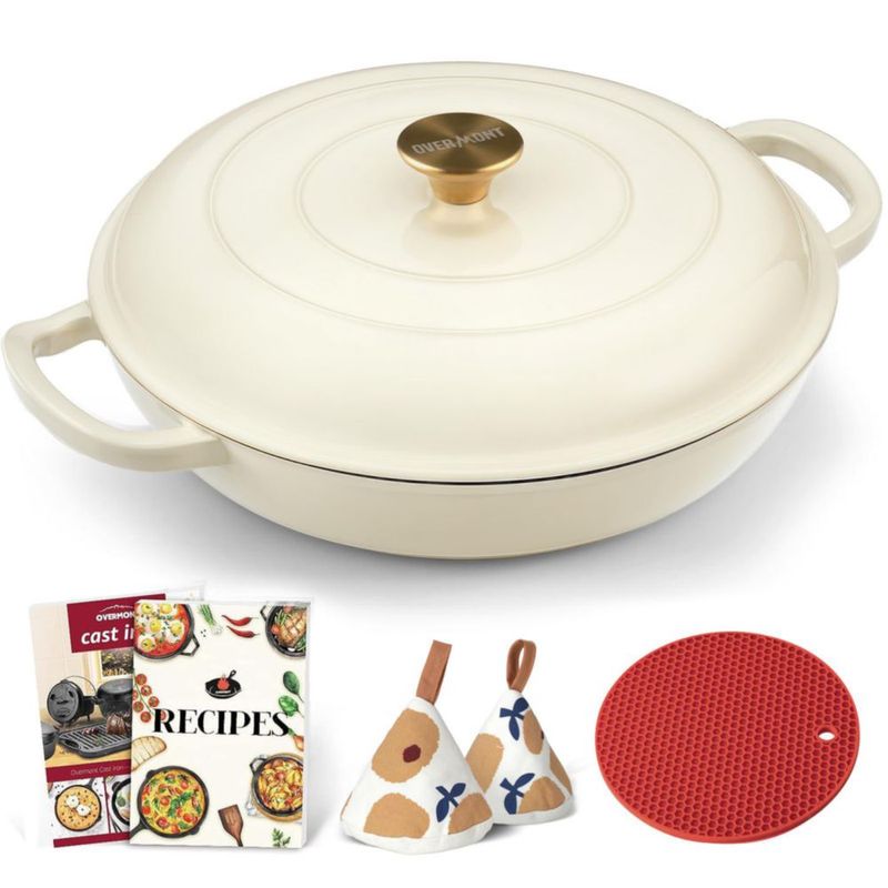 Olla Holandesa Overmont 38 L de Hierro Fundido Esmaltado Rojo