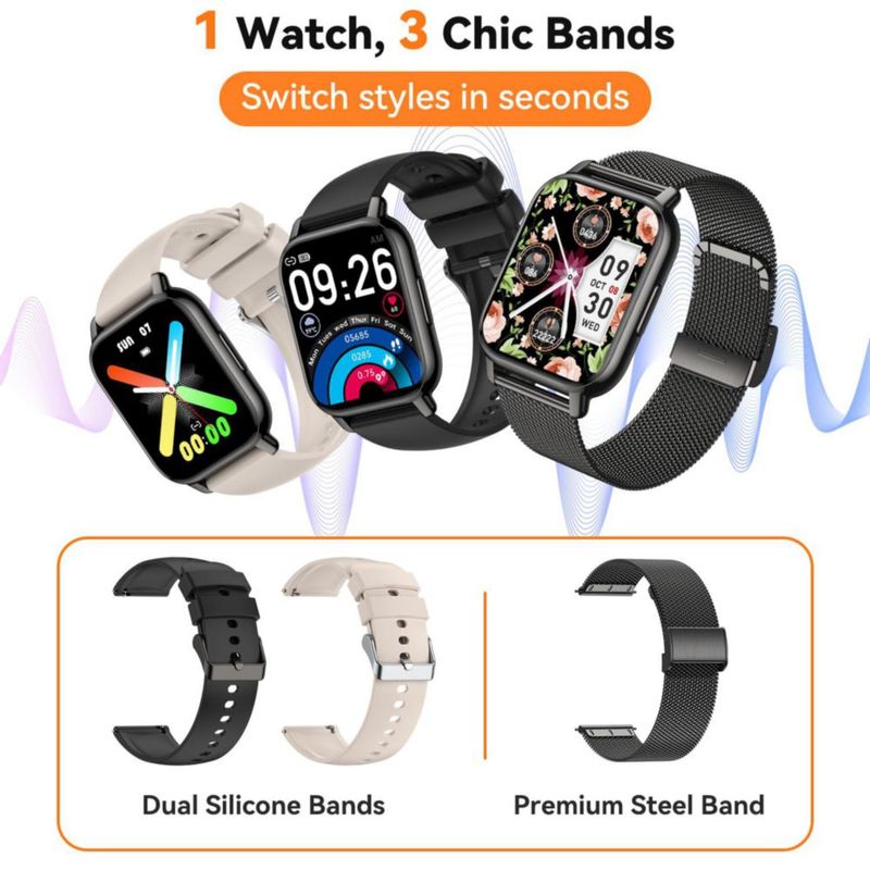 Reloj Inteligente Kriutefy 1.85" Bluetooth Llamadas IPX8 Negro