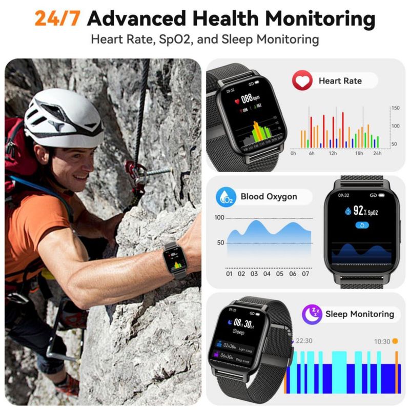 Reloj Inteligente Kriutefy 1.85" Bluetooth Llamadas IPX8 Negro