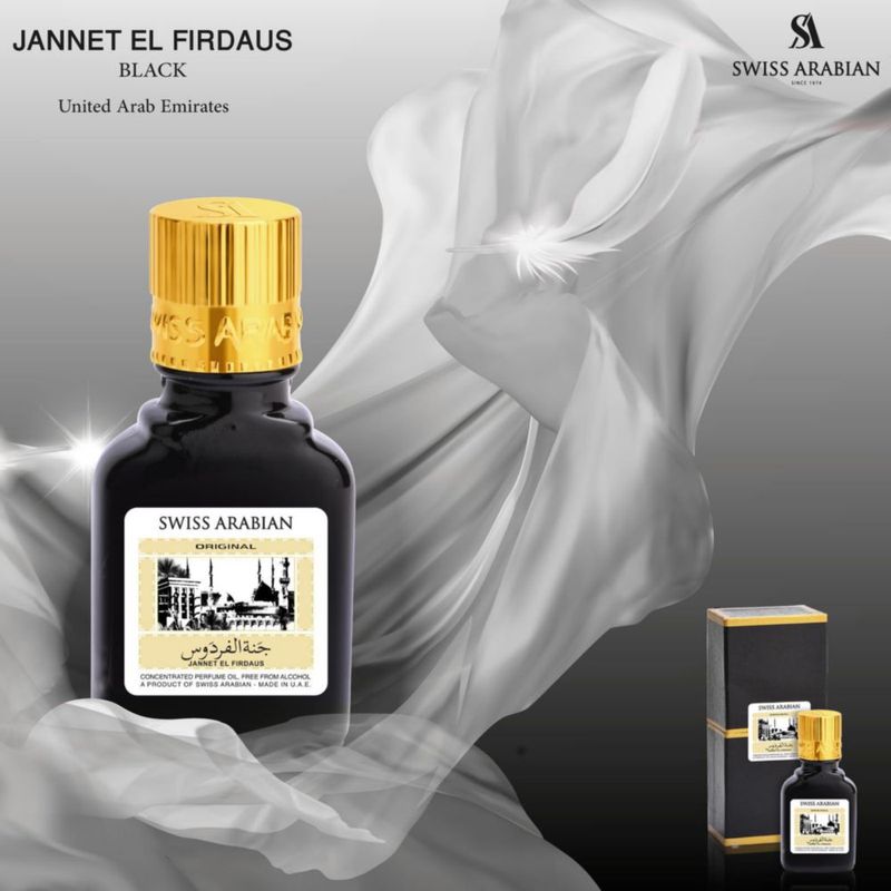 Perfume árabe suizo Jannet EL Firdaus negro 9 ml unisex