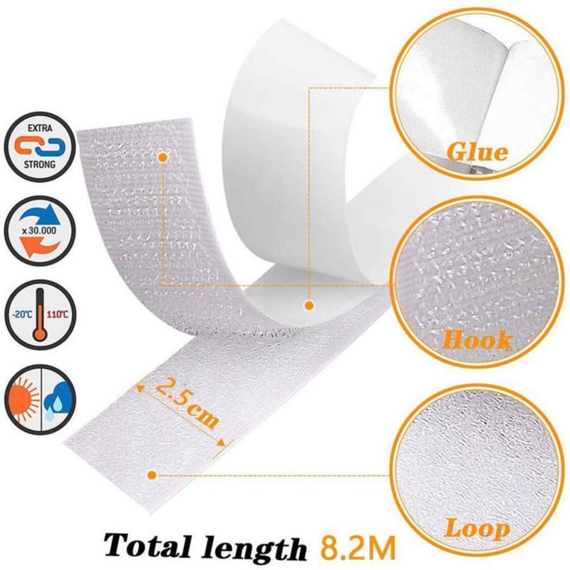 Cinta de gancho y bucle Hompie 82 m x 25 cm blanco (2 unidades)