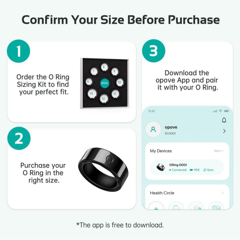 Anillo Inteligente opove Negro – Monitor de Sueño y Fitness