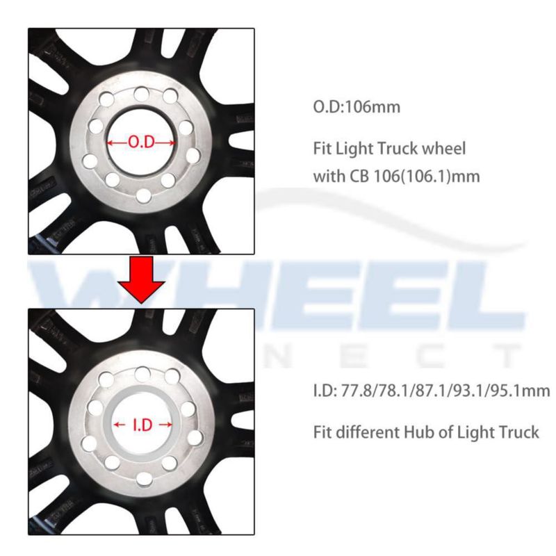 Anillos de Cubo WHEEL CONNECT 106 a 778 mm - Juego de 4 en ABS