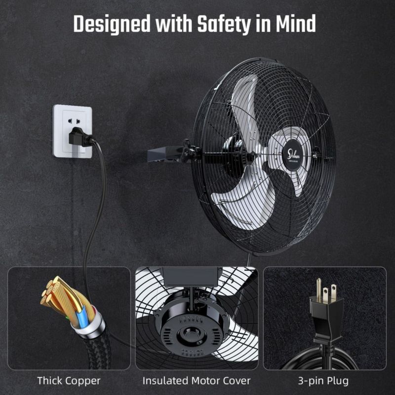 Ventilador Eléctrico Simple Deluxe 51 cm Negro 3 Velocidades