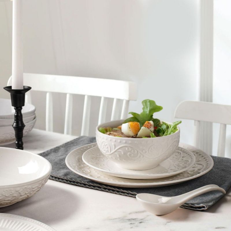Tazón para cereal Artena 737 ml blanco pack de 4 con relieve
