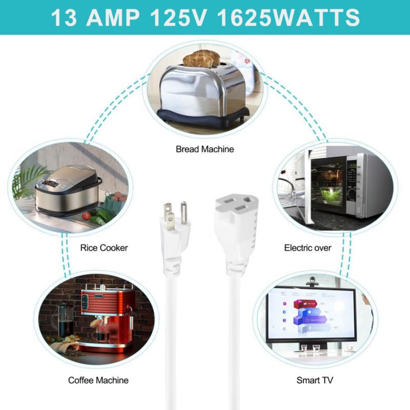 Cable de alimentación SPARKING 30 cm 16AWG 3 clavijas blanco