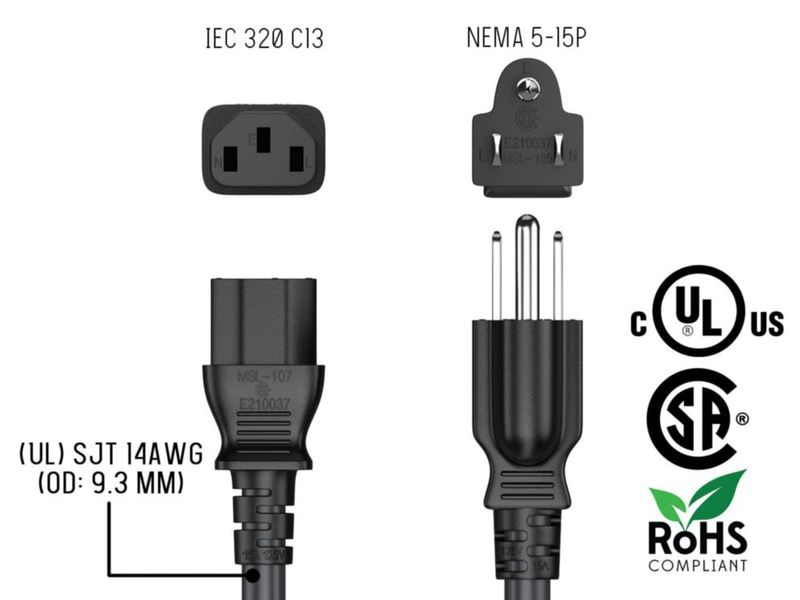 Cable de alimentación Cable Leader 46 m 14 AWG NEMA 5‑15P a C13