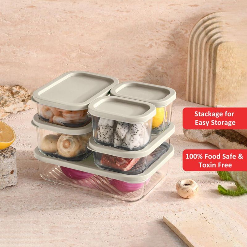 Almacenamiento de alimentos EATEX Pack de 12 envases de vidrio tipo Cream