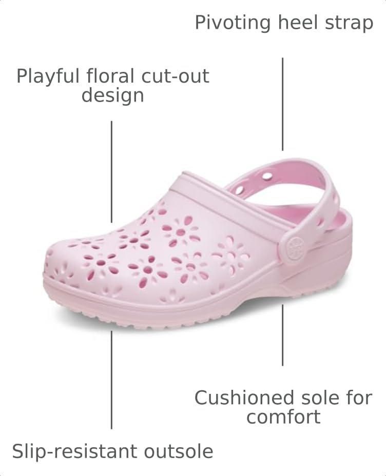 Zapatillas Crocs para niños color Rosa Leche con corte floral