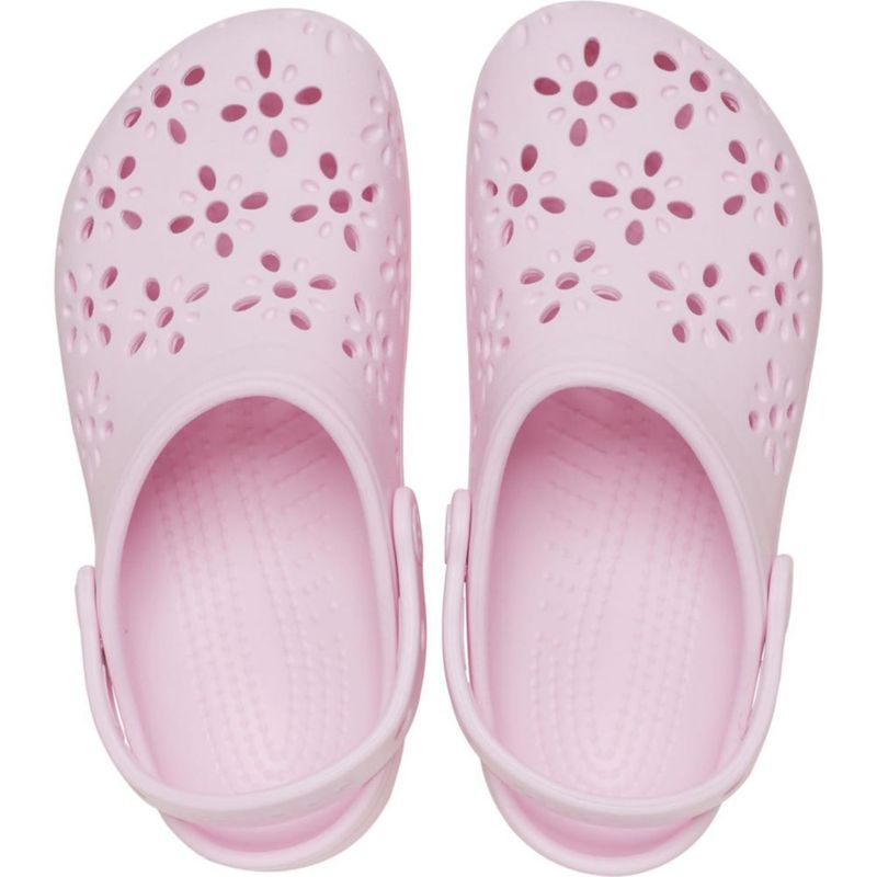 Zapatillas Crocs para niños color Rosa Leche con corte floral