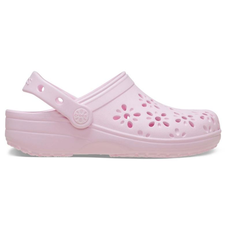 Zapatillas Crocs para niños color Rosa Leche con corte floral