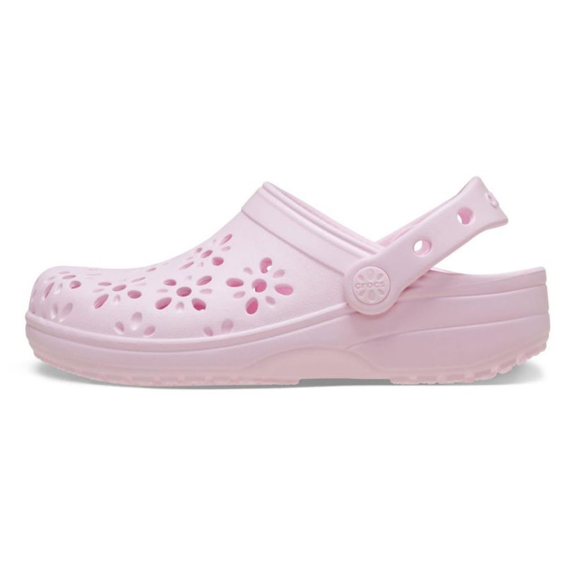 Zapatillas Crocs para niños color Rosa Leche con corte floral