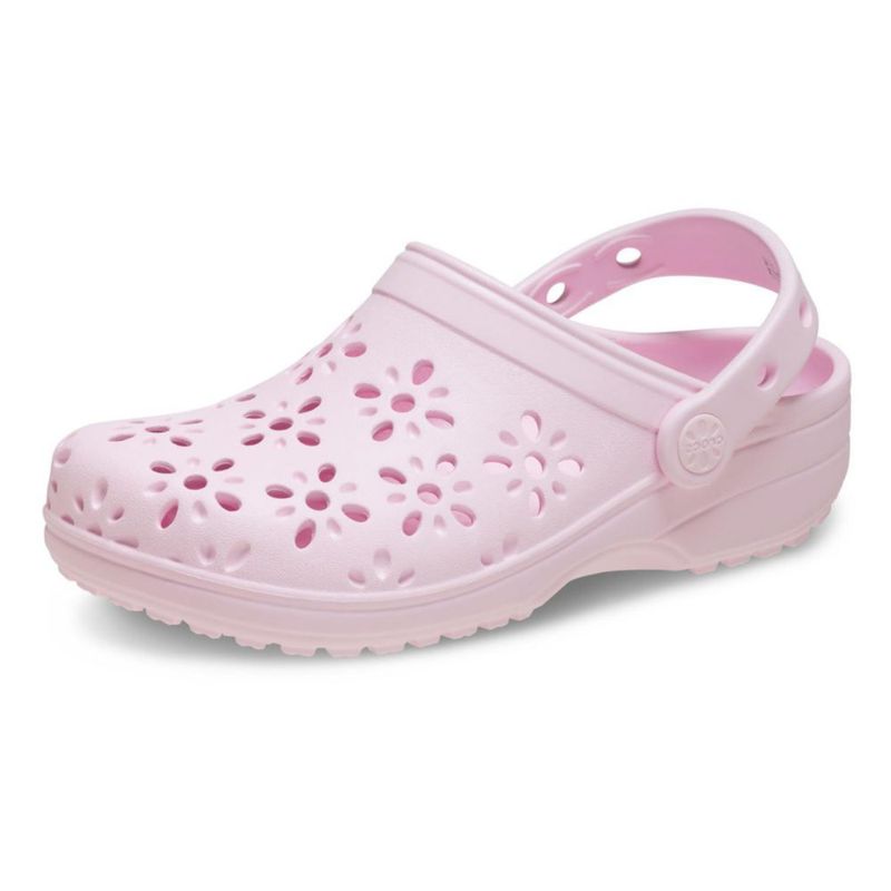 Zapatillas Crocs para niños color Rosa Leche con corte floral