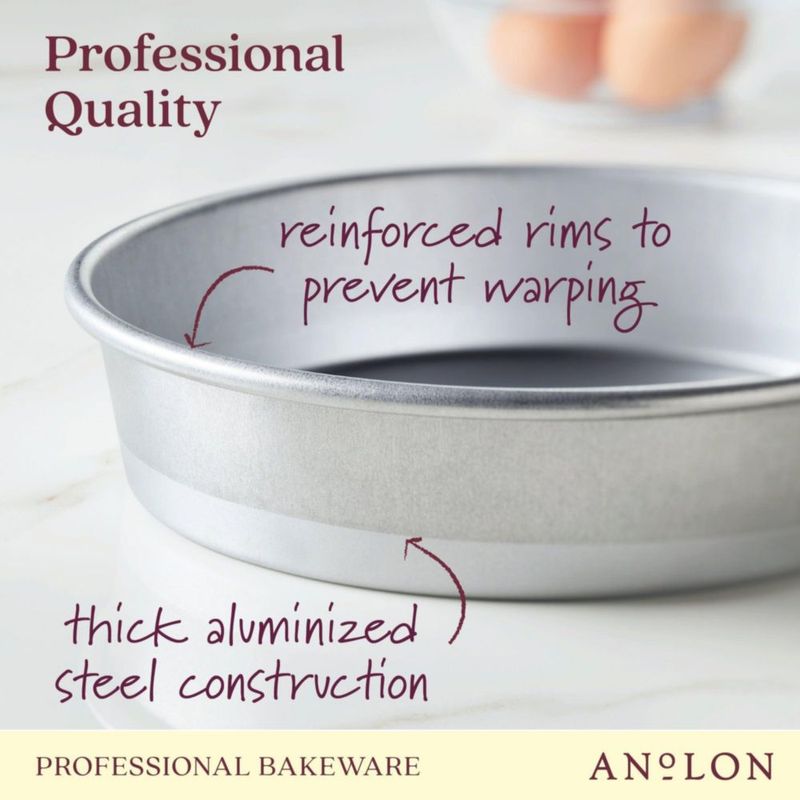 Molde para hornear Anolon 23 cm redondo plateado Pro‑Bake de acero aluminizado