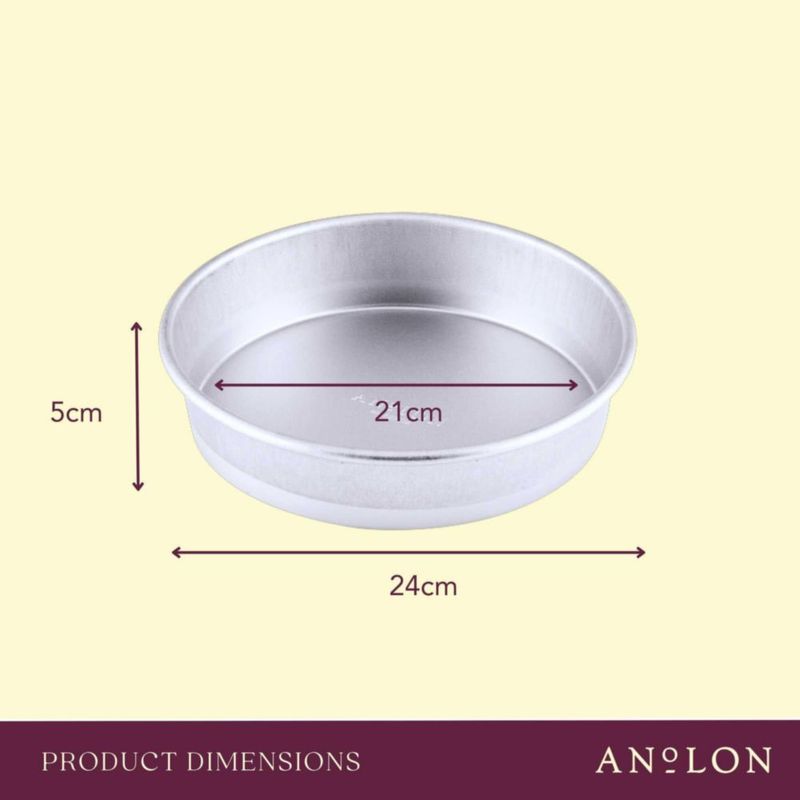 Molde para hornear Anolon 23 cm redondo plateado Pro‑Bake de acero aluminizado