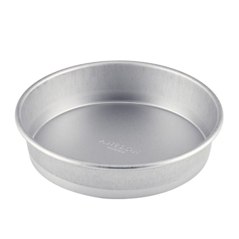 Molde para hornear Anolon 23 cm redondo plateado Pro‑Bake de acero aluminizado