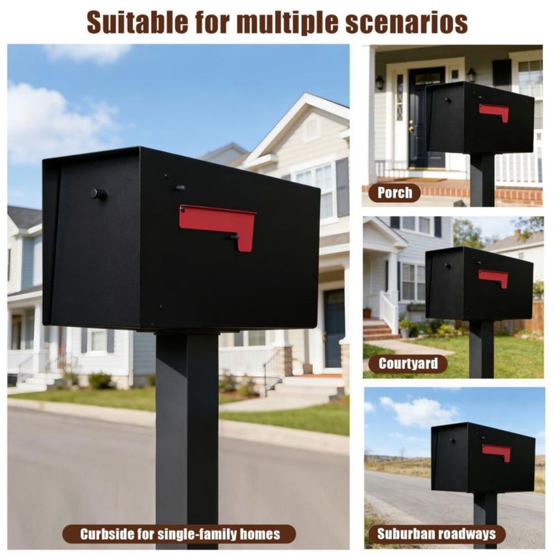 Buzón JOYMILE 53x20x25 cm Metálico Negro con Cierre Magnético