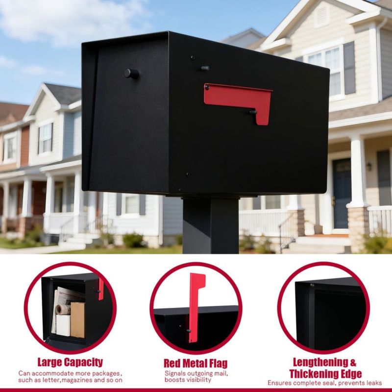 Buzón JOYMILE 53x20x25 cm Metálico Negro con Cierre Magnético