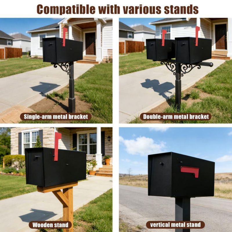 Buzón JOYMILE 53x20x25 cm Metálico Negro con Cierre Magnético