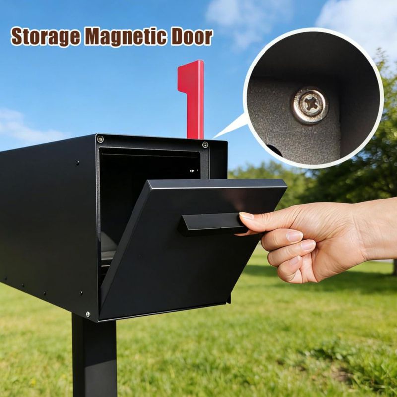 Buzón JOYMILE 53x20x25 cm Metálico Negro con Cierre Magnético