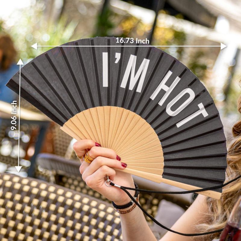 Abanico Plegable Negro Fisura "I’m Hot" con Gancho