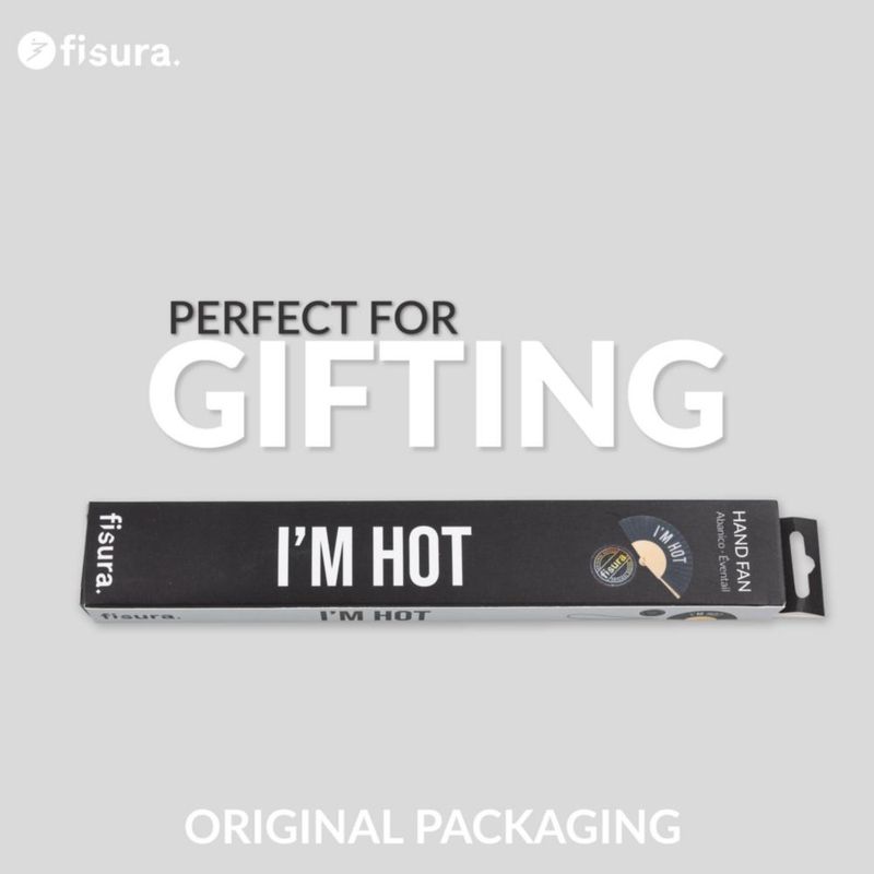 Abanico Plegable Negro Fisura "I’m Hot" con Gancho