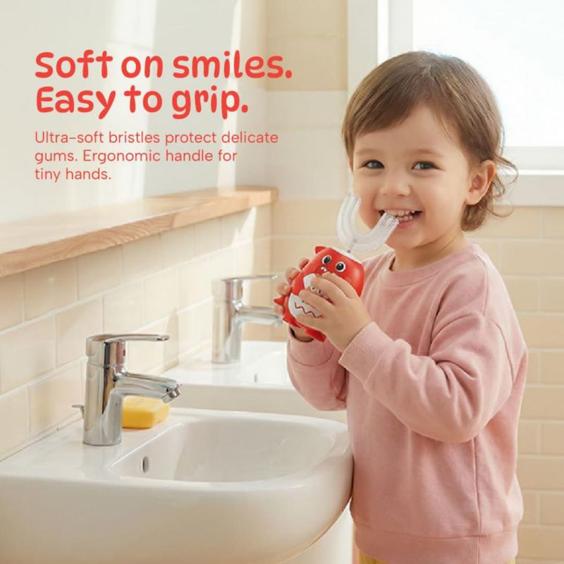 Cepillo de dientes eléctrico Well Before U-Shape 2-7 años IPX7 Rojo