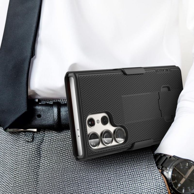 Funda con soporte ENCASED para Galaxy S24 Ultra negro con clip giratorio