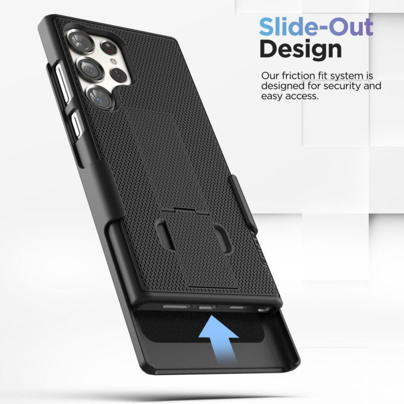 Funda con soporte ENCASED para Galaxy S24 Ultra negro con clip giratorio