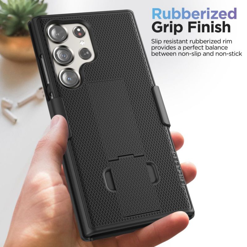 Funda con soporte ENCASED para Galaxy S24 Ultra negro con clip giratorio