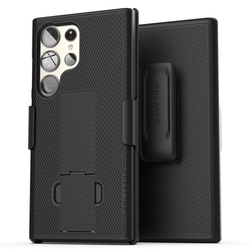 Funda con soporte ENCASED para Galaxy S24 Ultra negro con clip giratorio