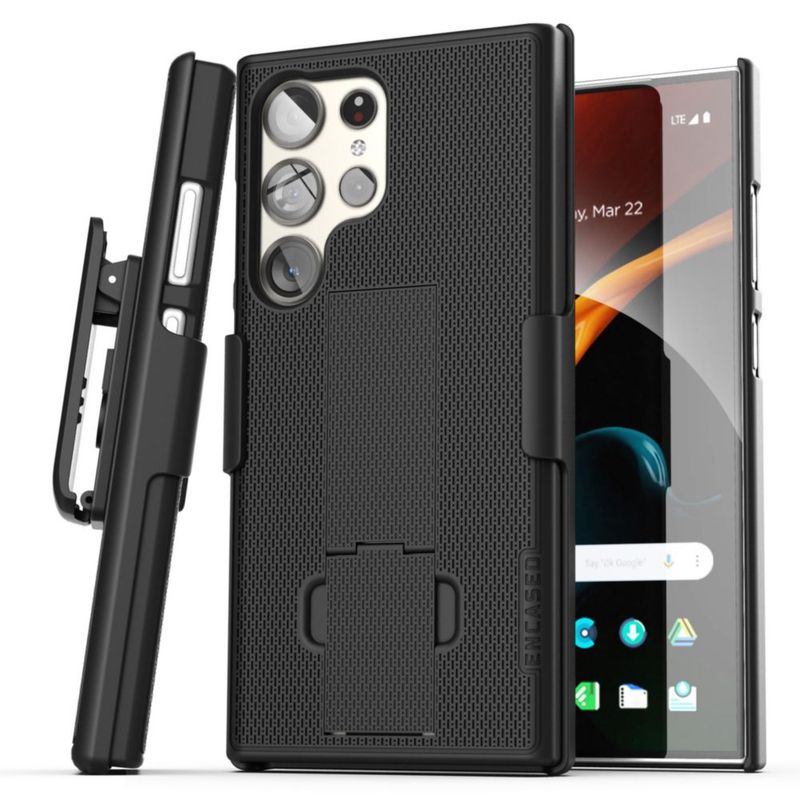 Funda con soporte ENCASED para Galaxy S24 Ultra negro con clip giratorio