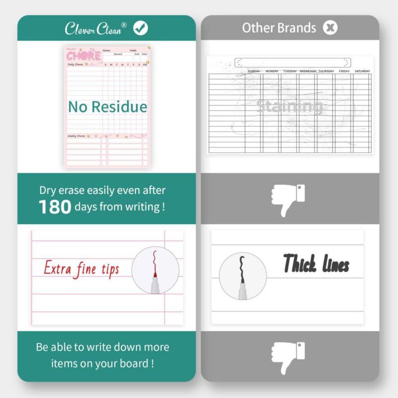Calendario de tareas Clever Clean 216 × 305 cm paquete de 4 con marcadores