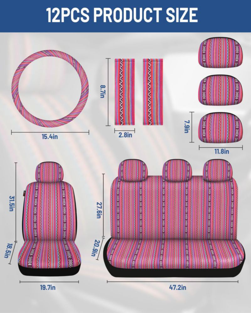 Cobertor de Asiento Sino Salected 12 Piezas Estilo Baja Rosa