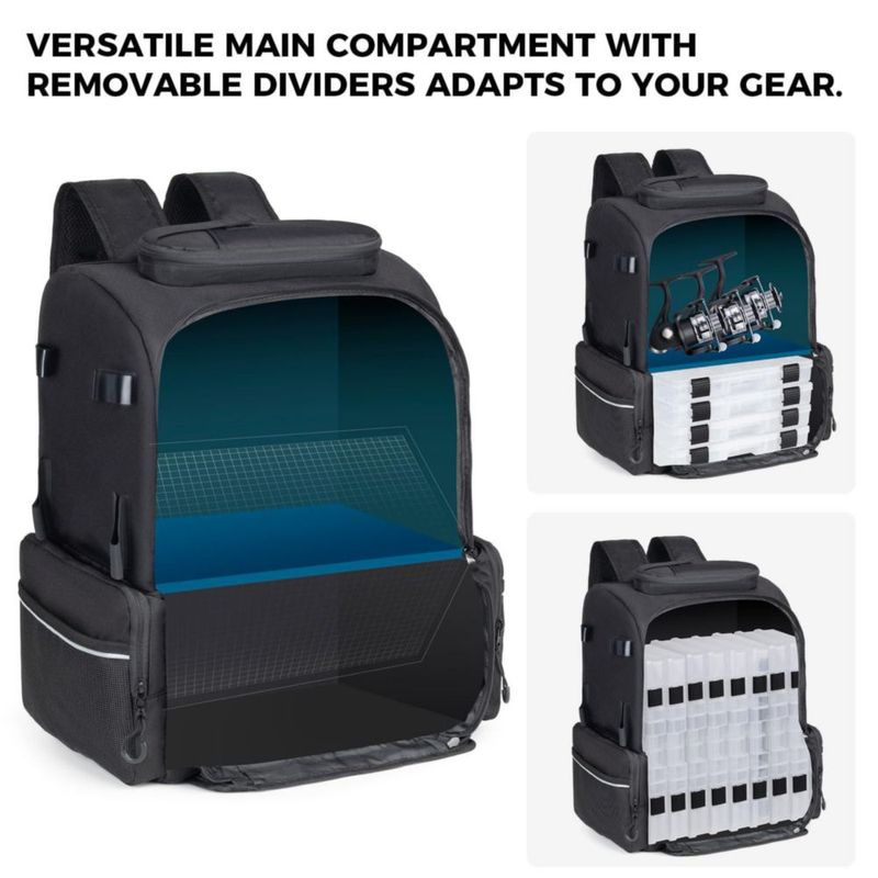 Mochila de pesca WANOON 45 L con portacañas