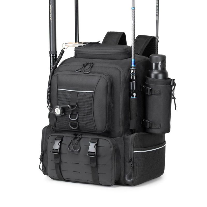 Mochila de pesca WANOON 45 L con portacañas