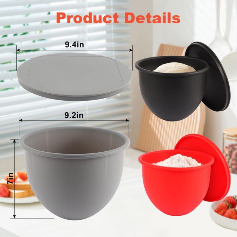 Juego de 3 forros de cuenco de silicona PCTTOIL para KitchenAid de 5 qt